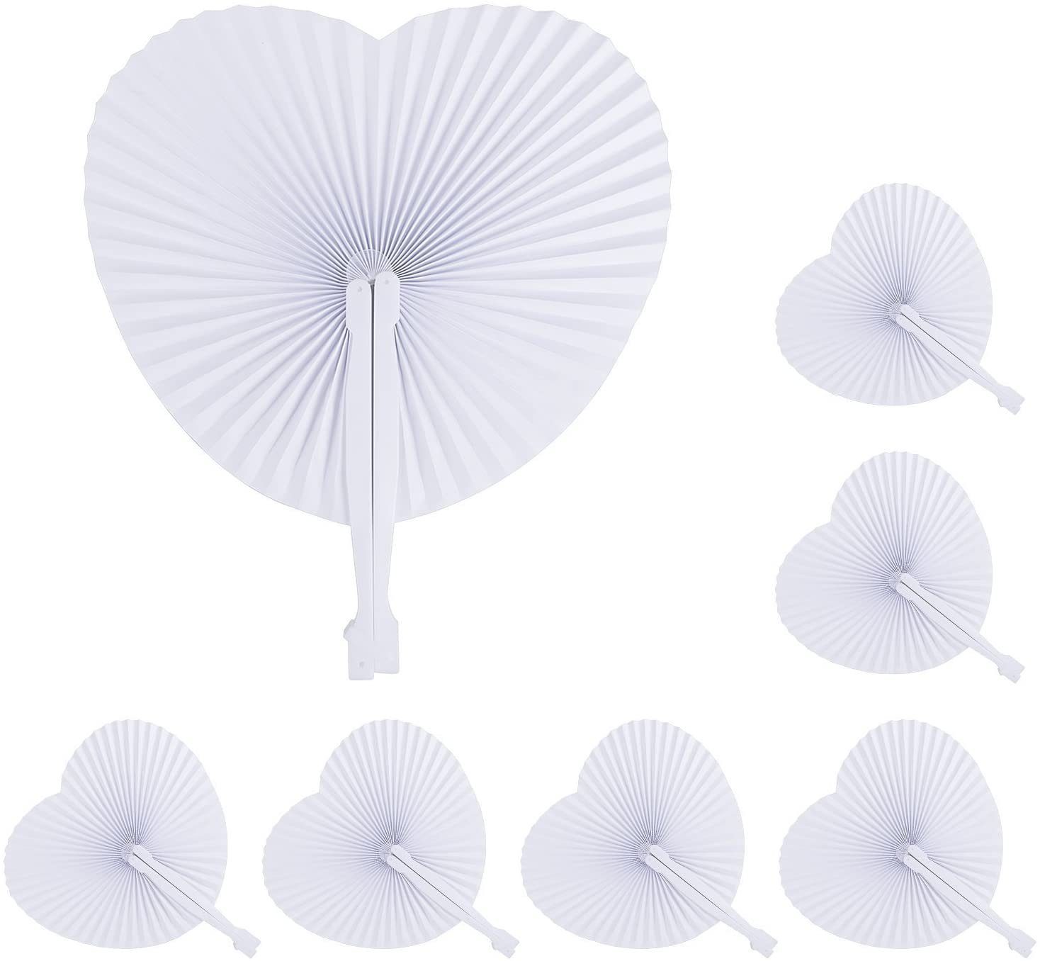 JedBesetzt Handfächer Fächer Hochzeit Papierfächer Herzförmiges Weiß Papierfächer Faltbar, (Satz, 24 * Liebespapierfächer), Sehr praktische und beliebte Geschenke im Sommer.