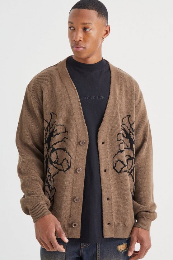 Lockerer Cardigan mit Blumen-Print