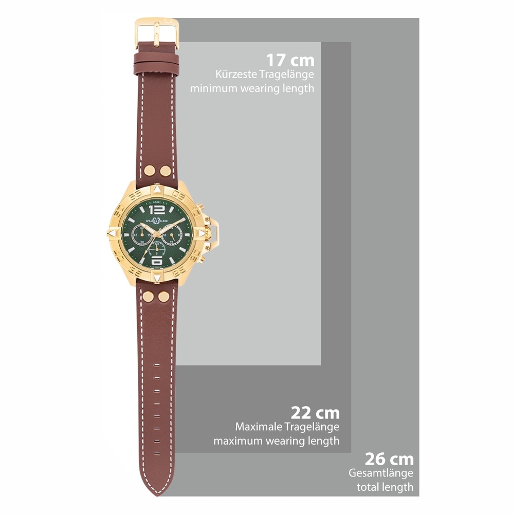 Spears & Walker Montre à quartz Varus II Or jaune Cuir véritable en Marron Montre