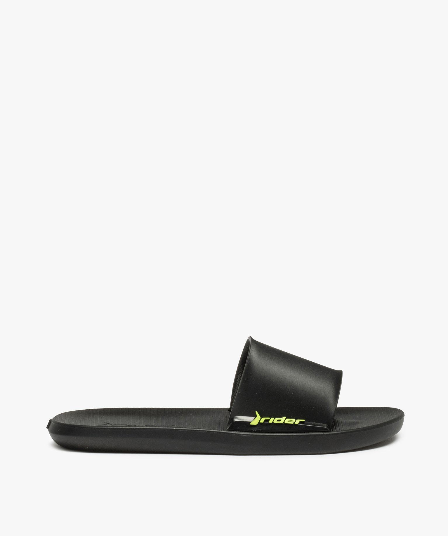Mules de piscine fille unies logo fluo – Rider noir | GEMO