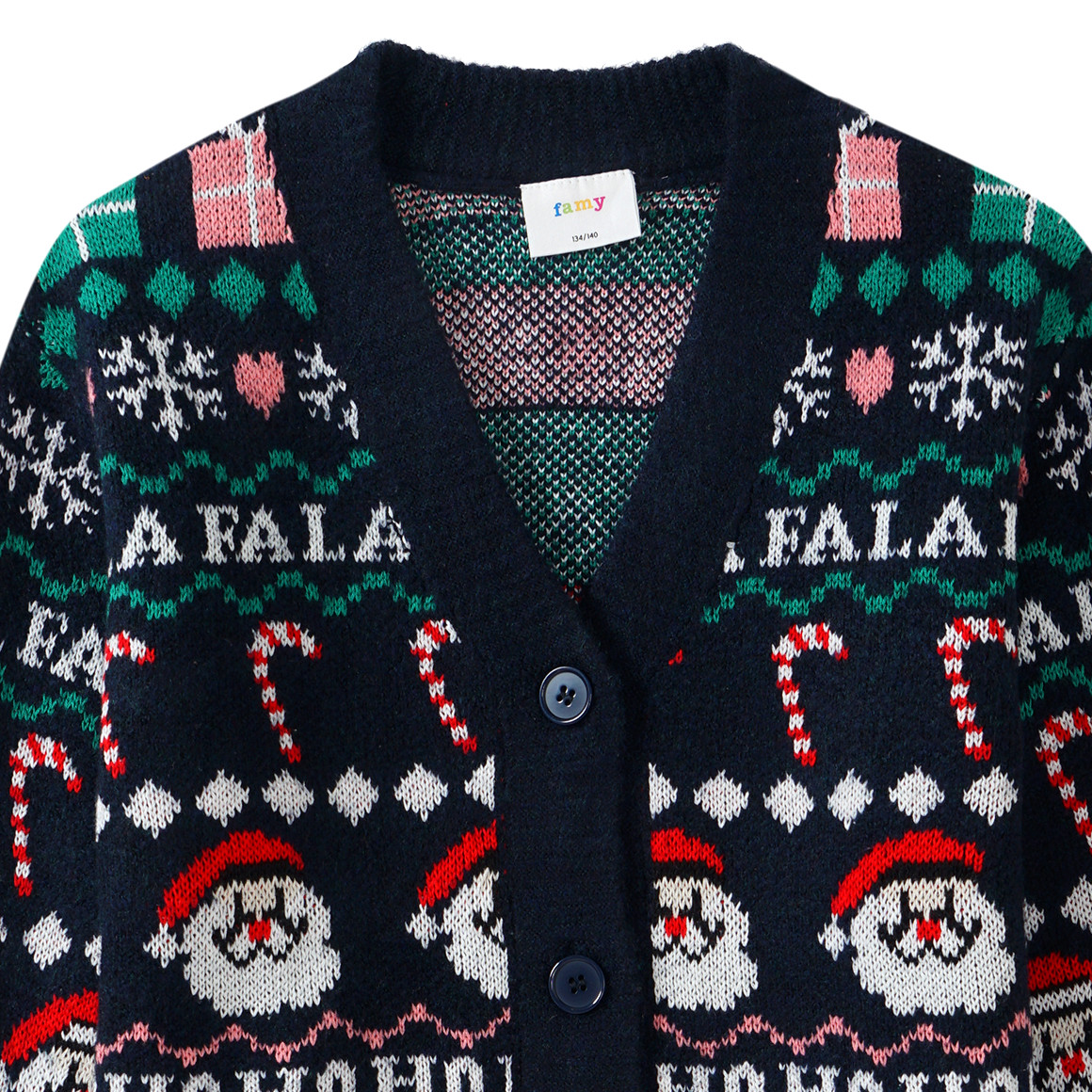 Mädchen Weihnachtsstrickjacke dunkelblau