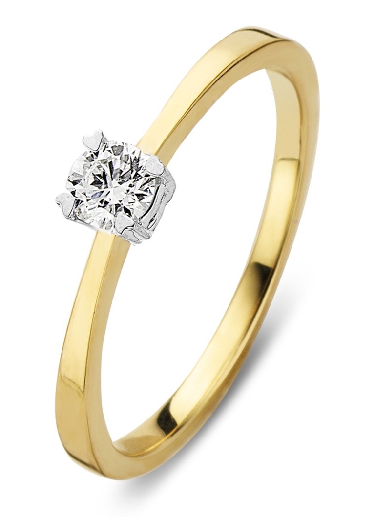 Inel din aur cu punct de diamant și un diamant Starlight de 0.15 ct.