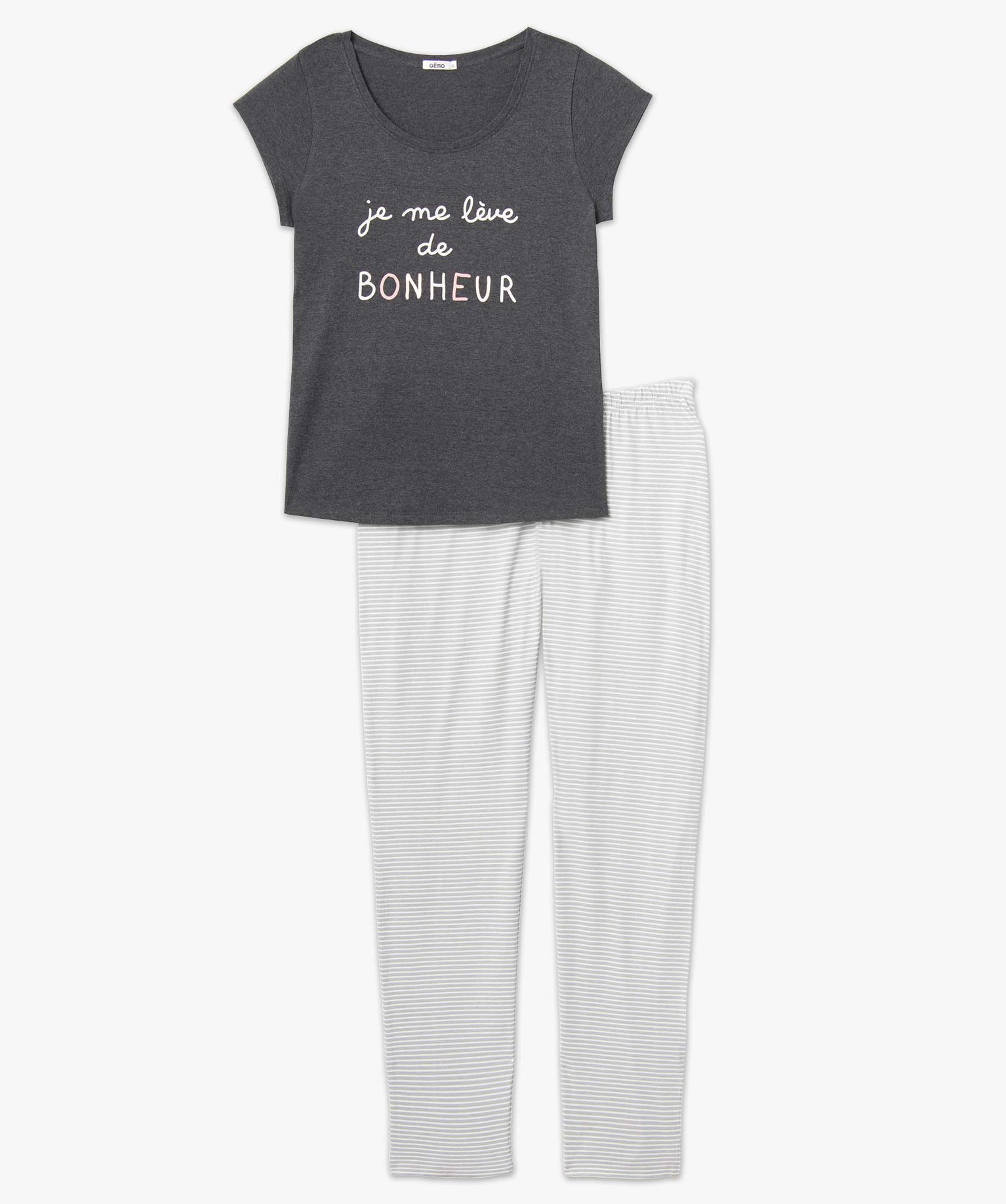 Pyjama bicolore avec message femme multicolore | GEMO