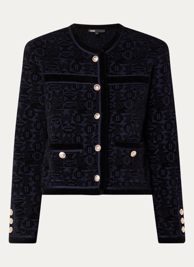 Maje jacket with jacquard design and patch pockets