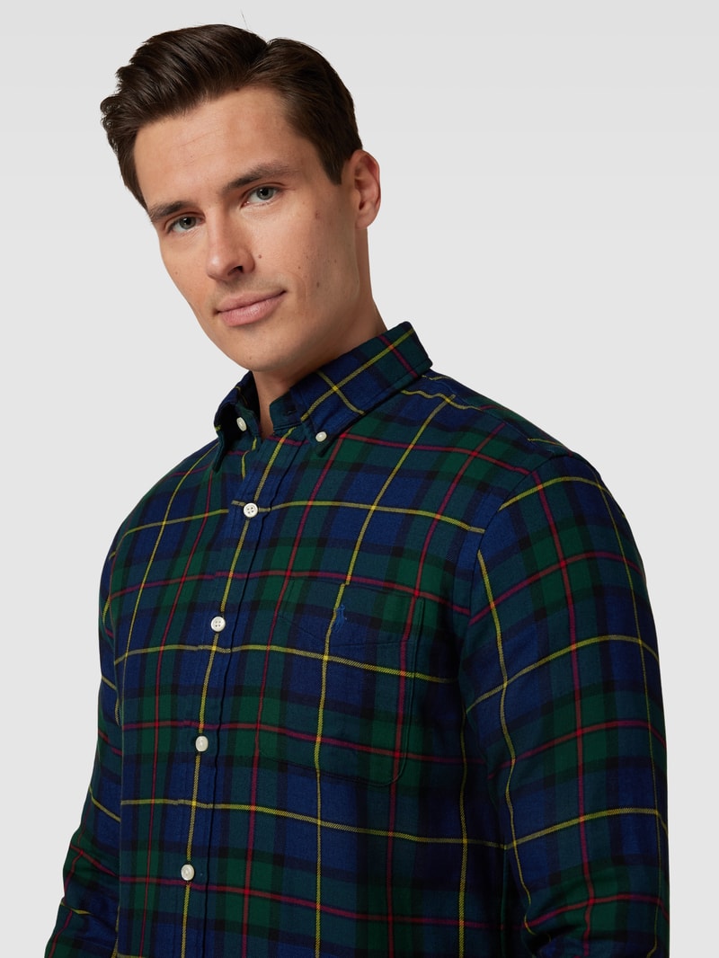 Custom Fit Freizeithemd mit Tartan-Karo in marineblau