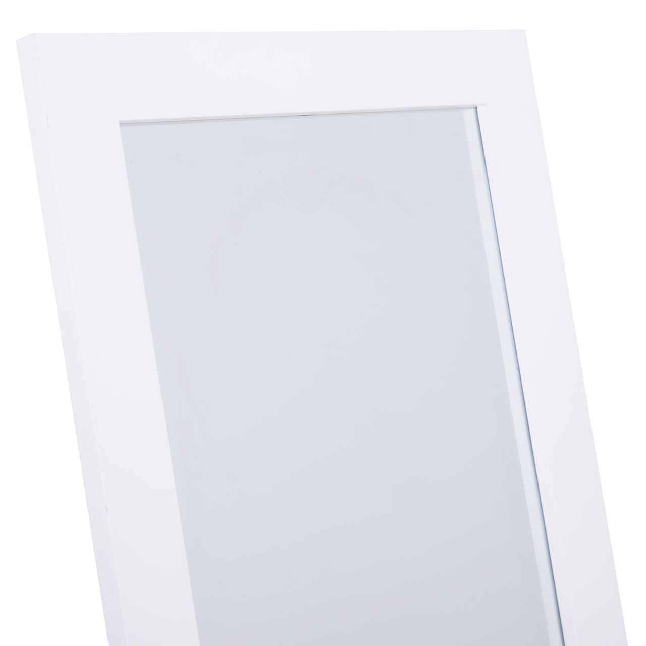 HOMCOM Standspiegel Ganzkörperspiegel Schminkspiegel Erhöhte Füße Pflegeleicht MDF Weiß 47 x 46 x 148 cm