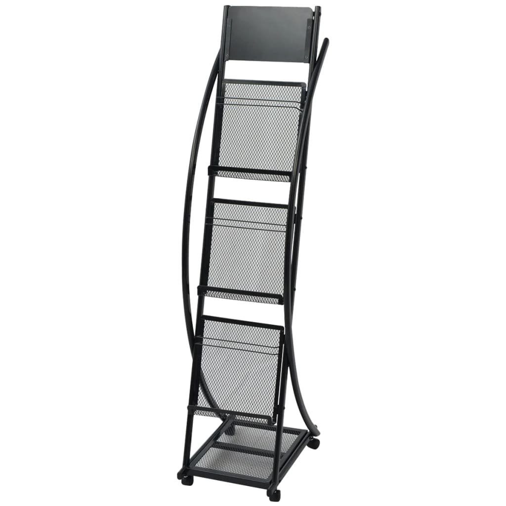 vidaXL Zeitungsständer 30098 Zeitschriftenständer 40 x 32 x 131 cm Schwarz A4