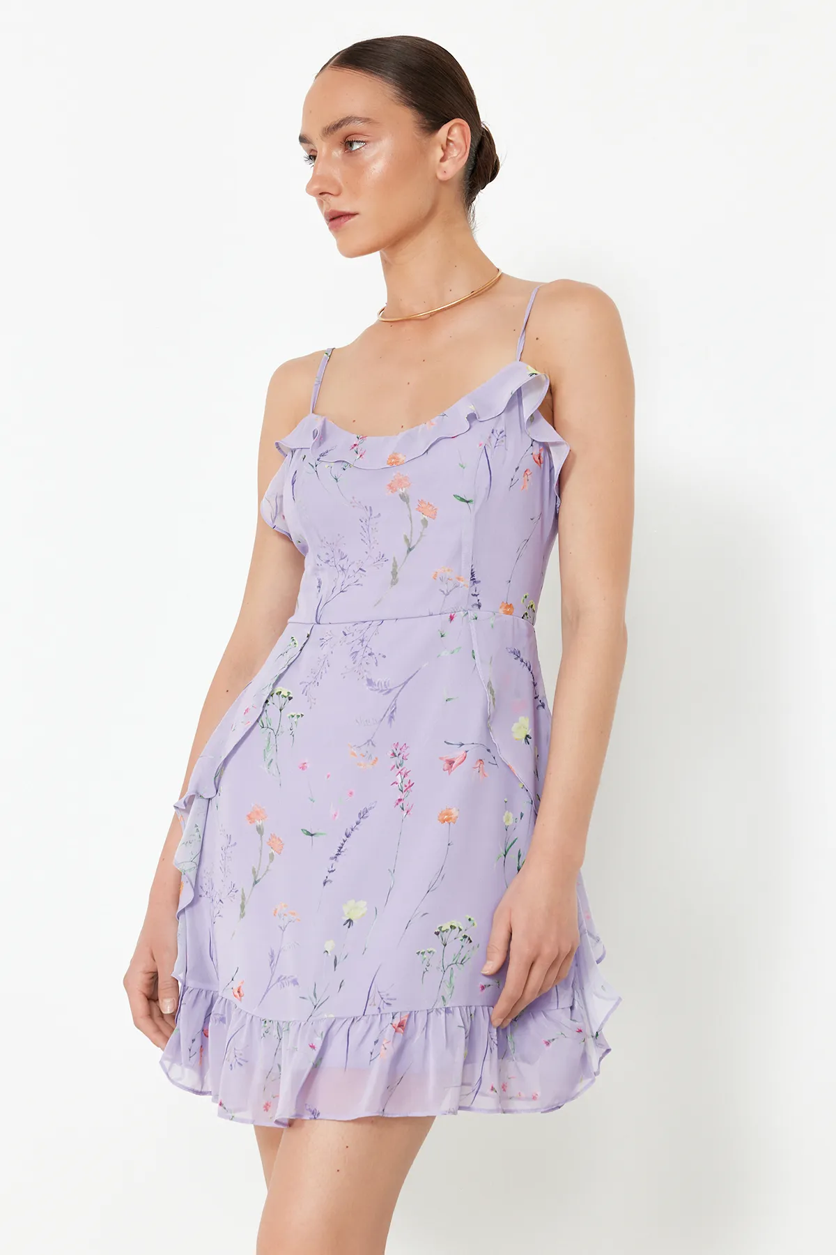 Trendyol Collection  Lila gewebtes Minikleid TWOSS20EL1267