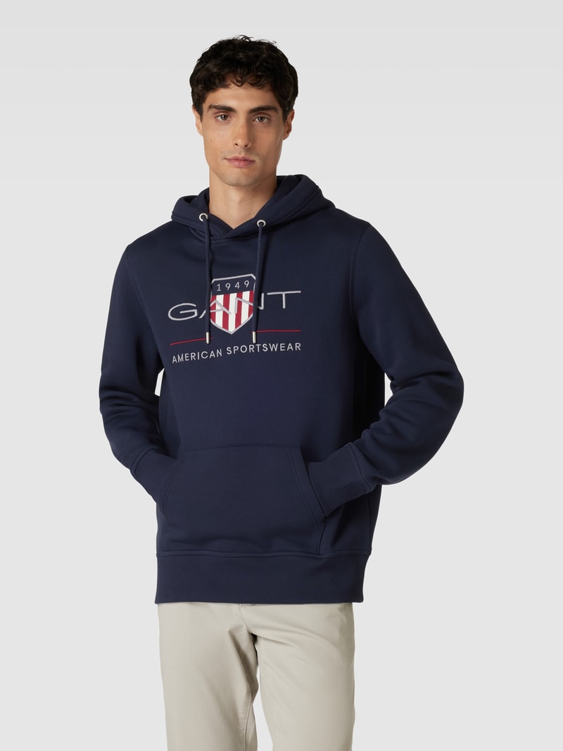 Hoodie mit Label-Stitching Modell 'ARCHIVE SHIELD' in marineblau