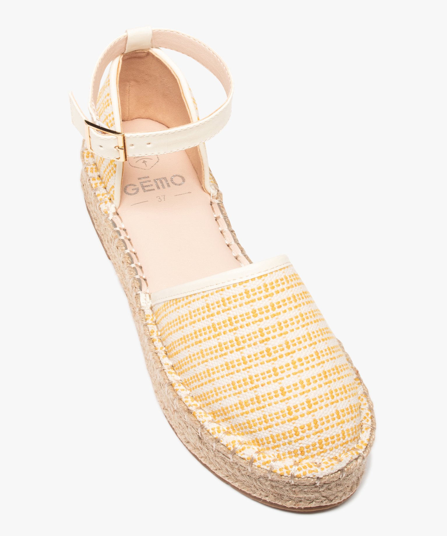 Sandales femme style espadrilles ouvertes sur les ctés jaune | GEMO