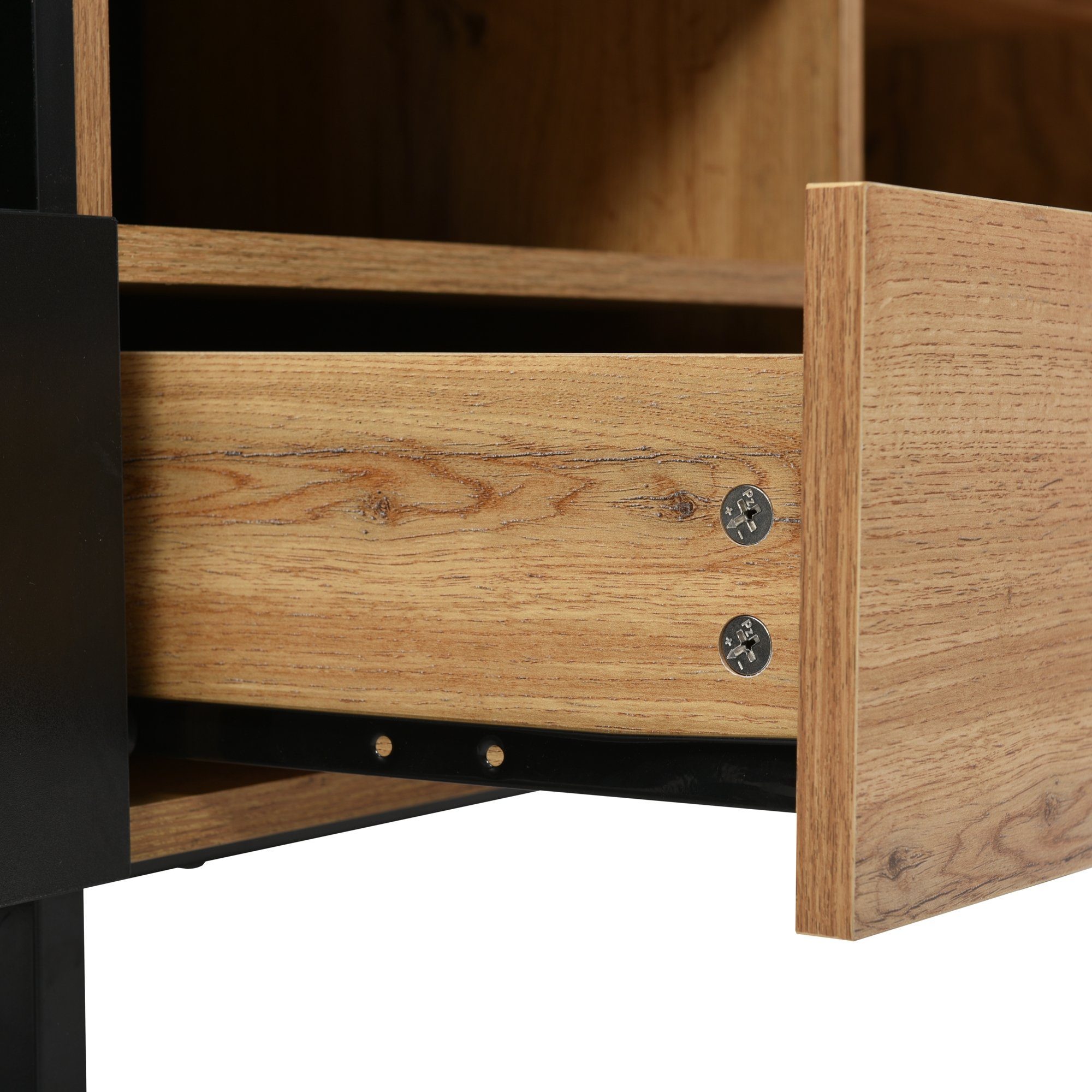 Merax Lowboard Wildeiche TV-Board mit vier Schubkästen, Fernsehtisch, TV-Schrank Vintage Industrial, aus Holz, Breite 190cm