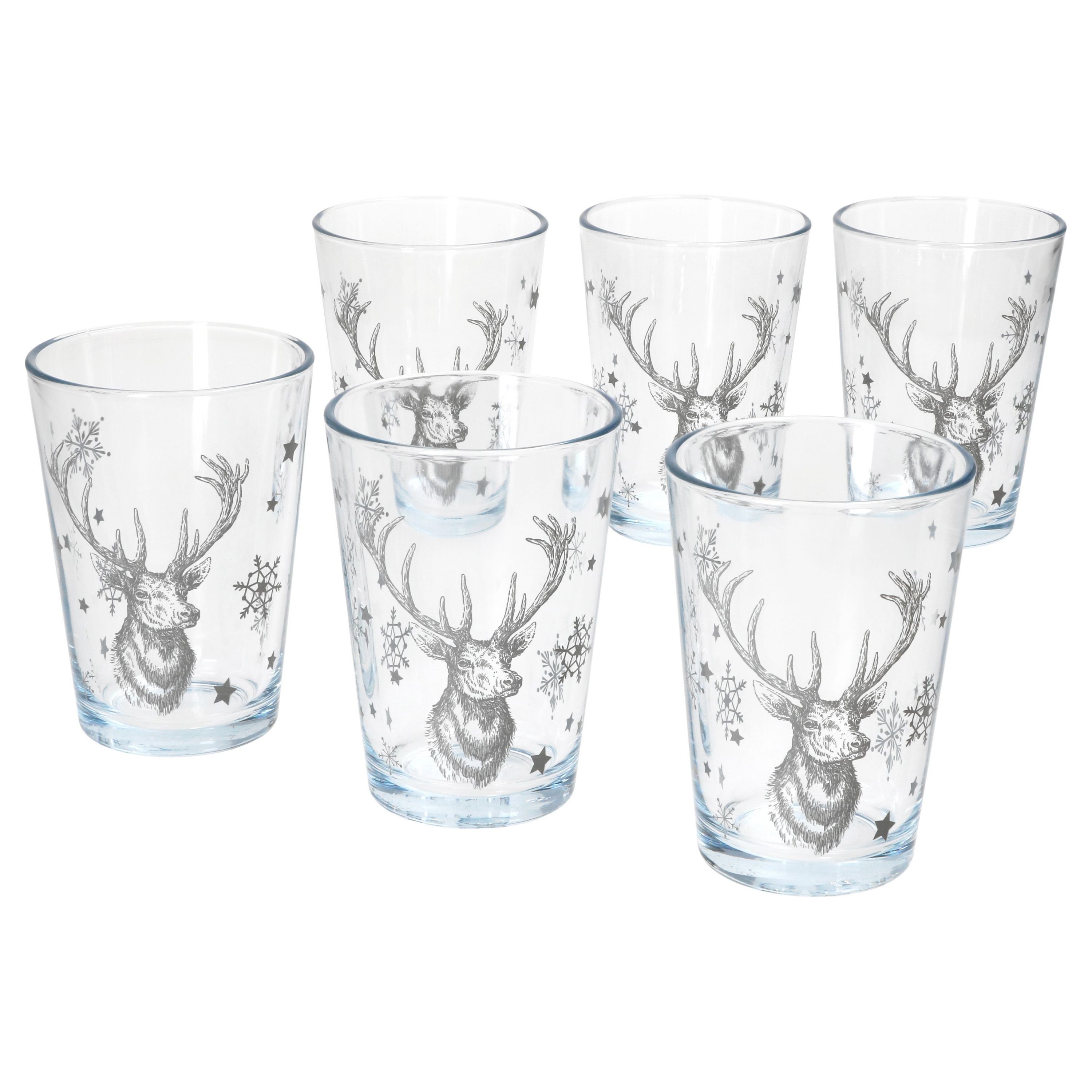 Ritzenhoff & Breker Glas Ritzenhoff Hirsch Chalet Luis Winter 6x Glühwein-Gläser 240ml H11cm, Glas