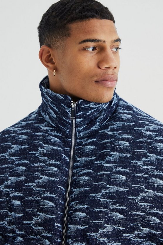Kastige Denim-Steppjacke