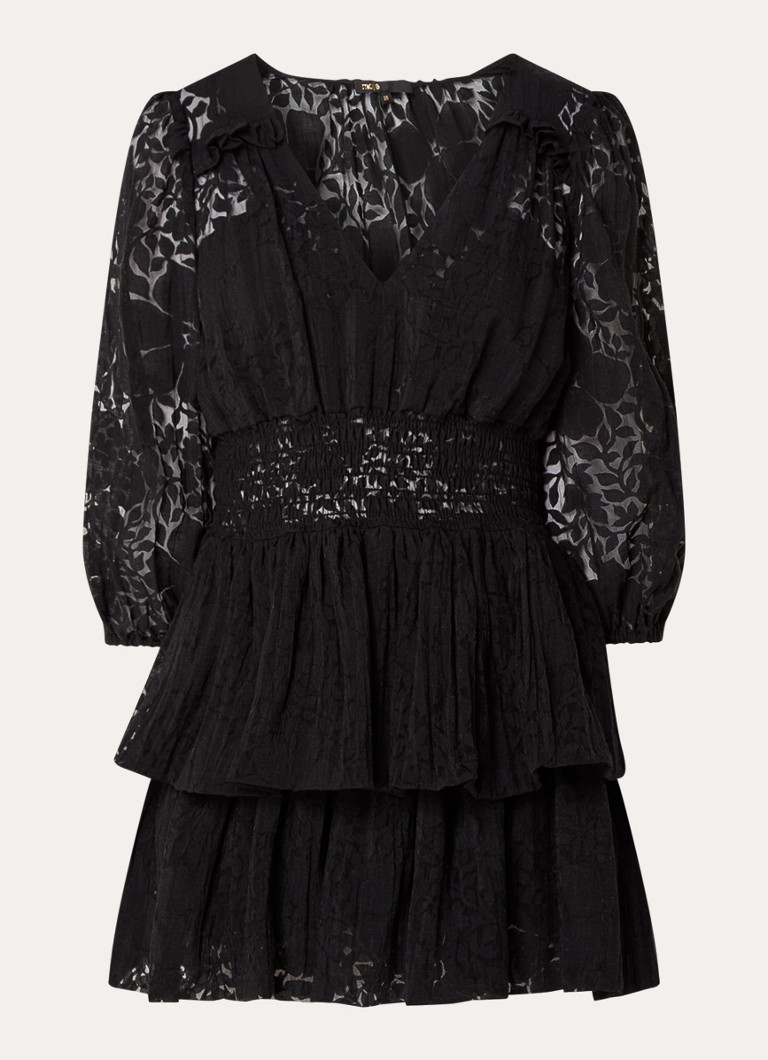 Vestido corto semitransparente de Maje en mezcla de lino.