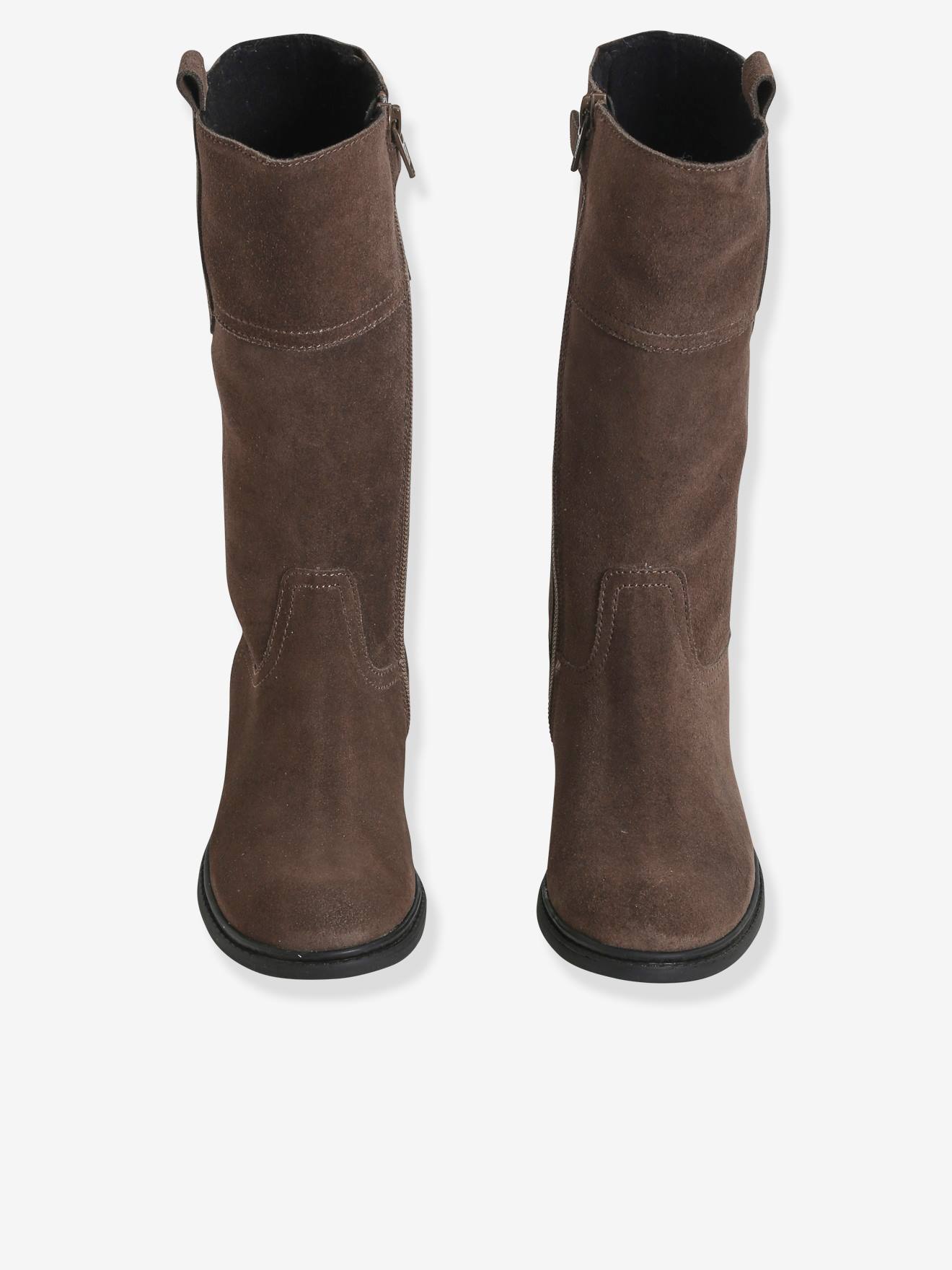 Bottes en cuir fille taupe