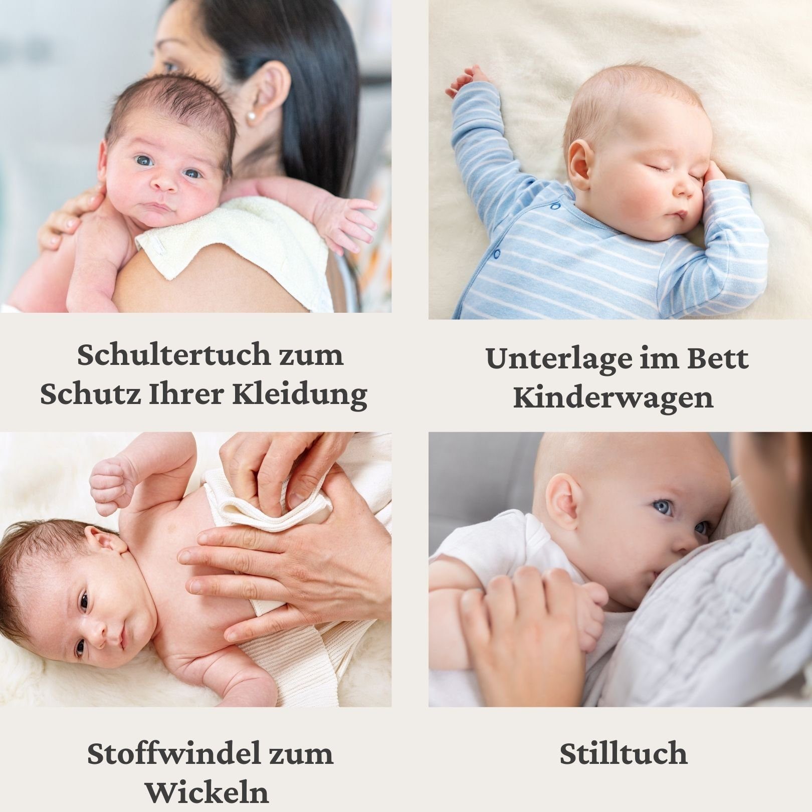 Babymajawelt Stoffwindeln Baby Molton Tücher 80x80 cm SUPER SOFT Spucktücher Pflegetücher (Set, 5-St., Saugfähige Waschbare Moltonwindeln), Wickelunterlage, Faltwindeln, Babydecke, Sichtschutz, EU made