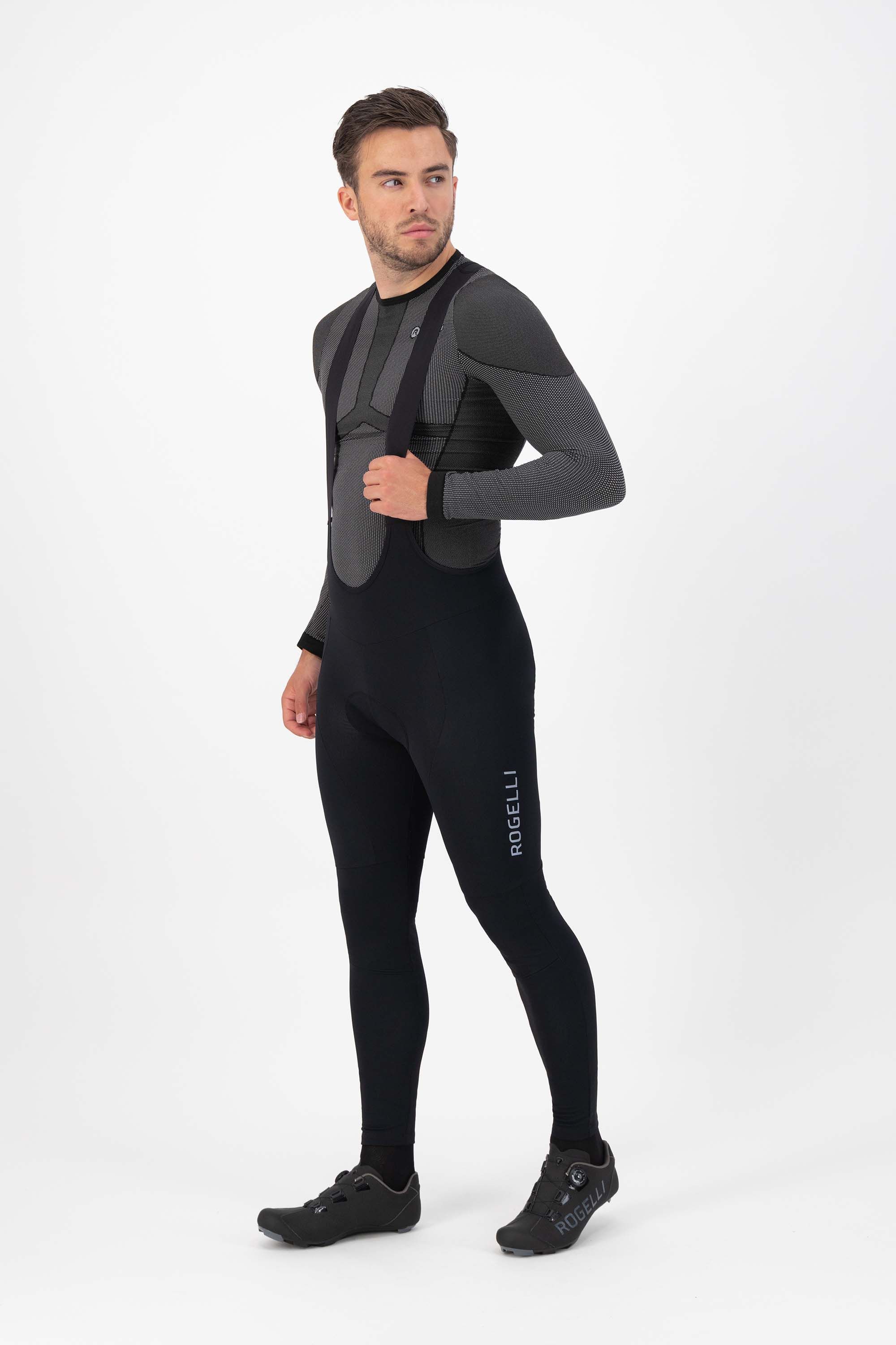 Rogelli Essential Black Herren lange Radhose mit Träger
