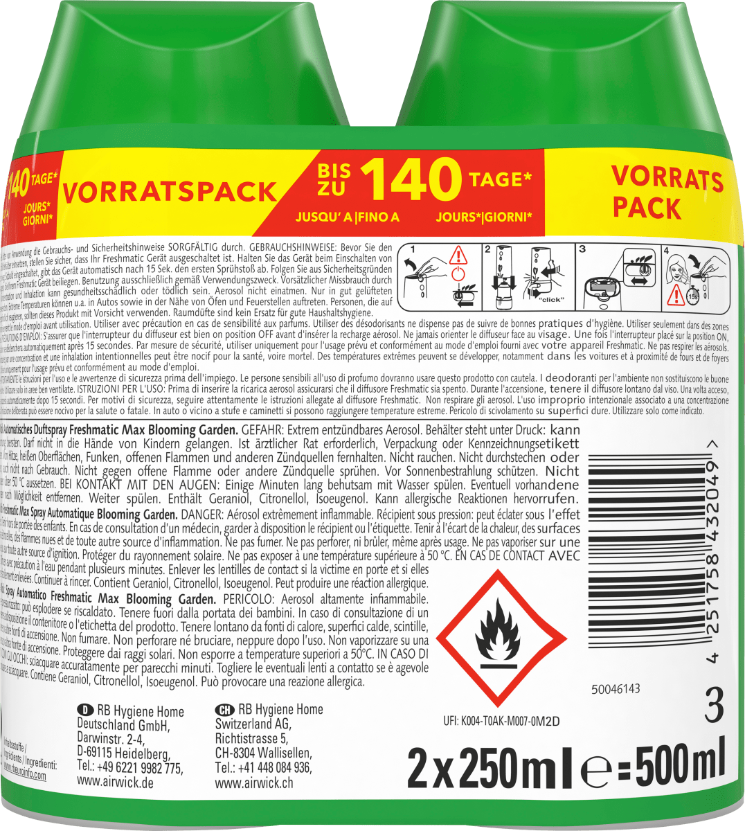 Lufterfrischer Blooming Garden Nachfüllpack (2x250 ml), 500 ml