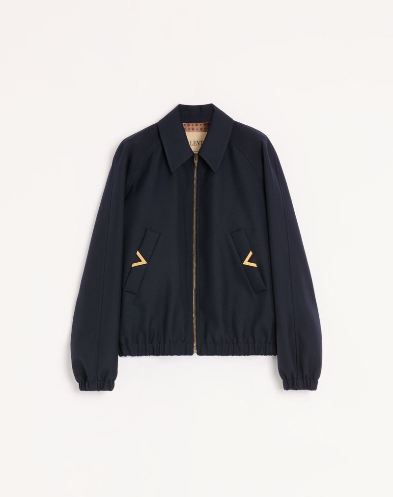 Valentino Nylon Bomberjakke Med Guldfarvede Sidelommer