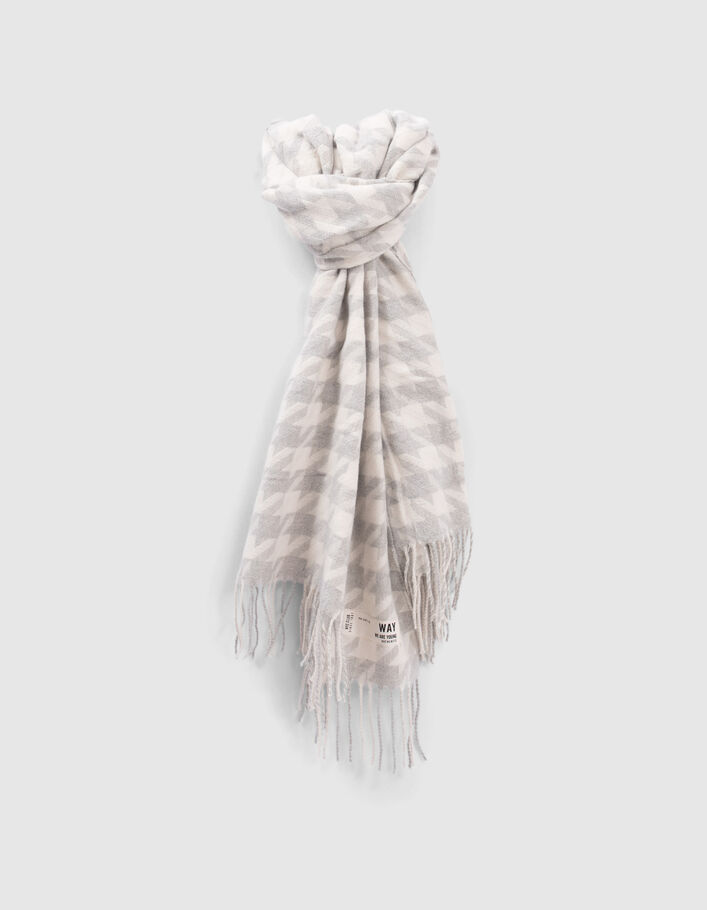 Echarpe grise motif pied-de-coq fille