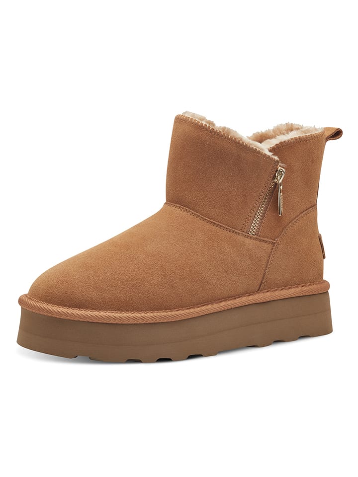 s.Oliver Leder-Winterboots in Hellbraun günstig kaufen