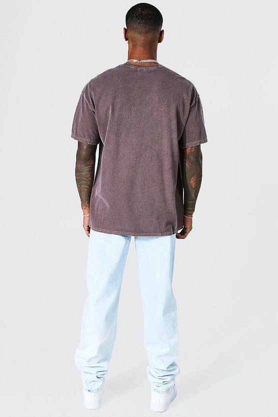 Gefärbtes Oversize T-Shirt mit Totenkopf-Print