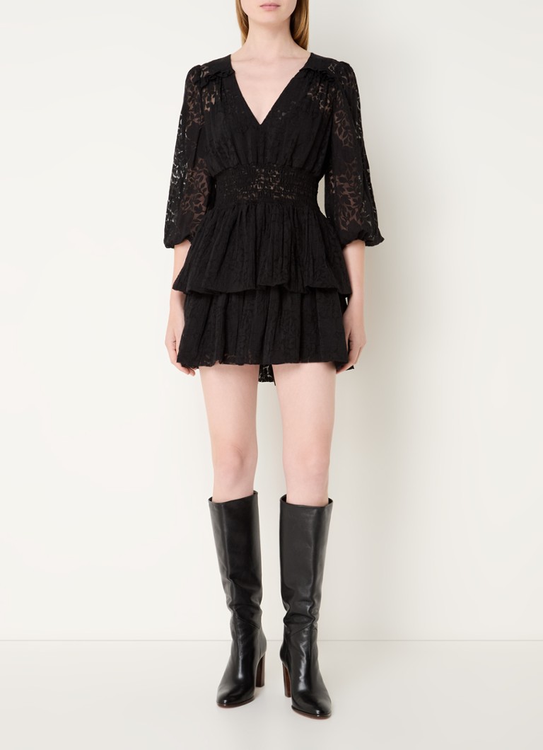 Vestido corto semitransparente de Maje en mezcla de lino.