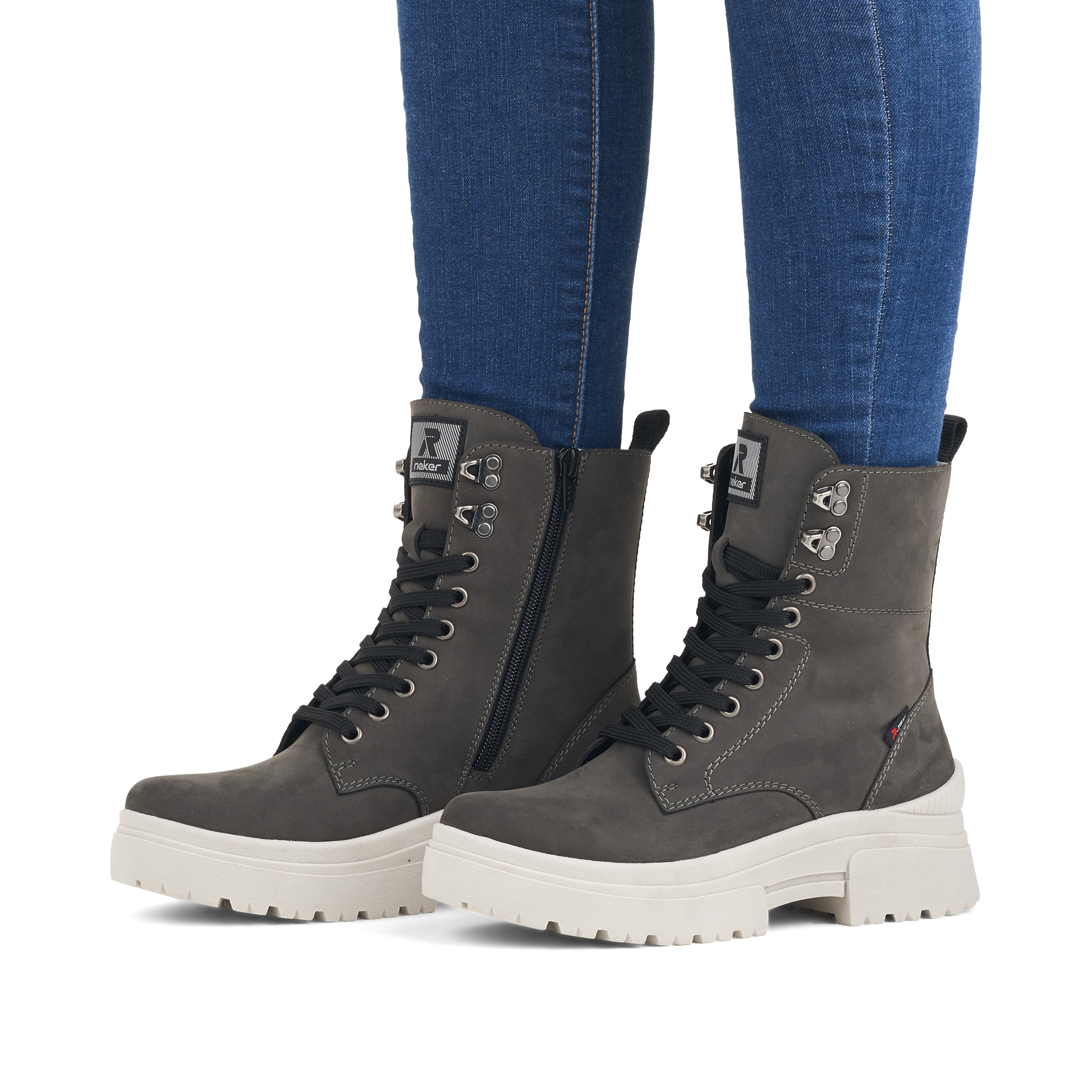 Rieker Damen Schnürstiefel graphite