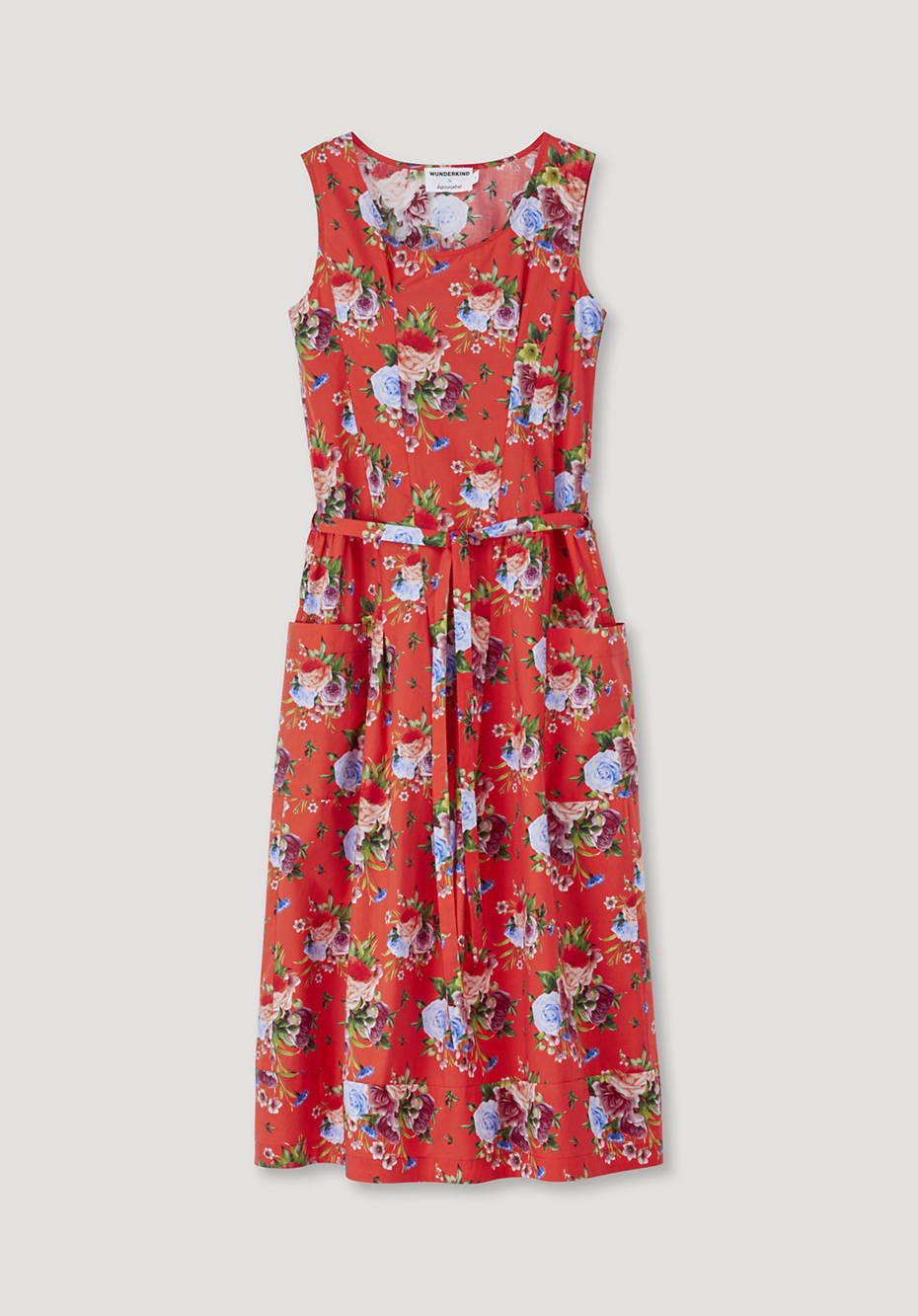 WUNDERKIND X HESSNATUR Midi-Kleid mit buntem Blütenprint aus reiner Bio-Baumwolle