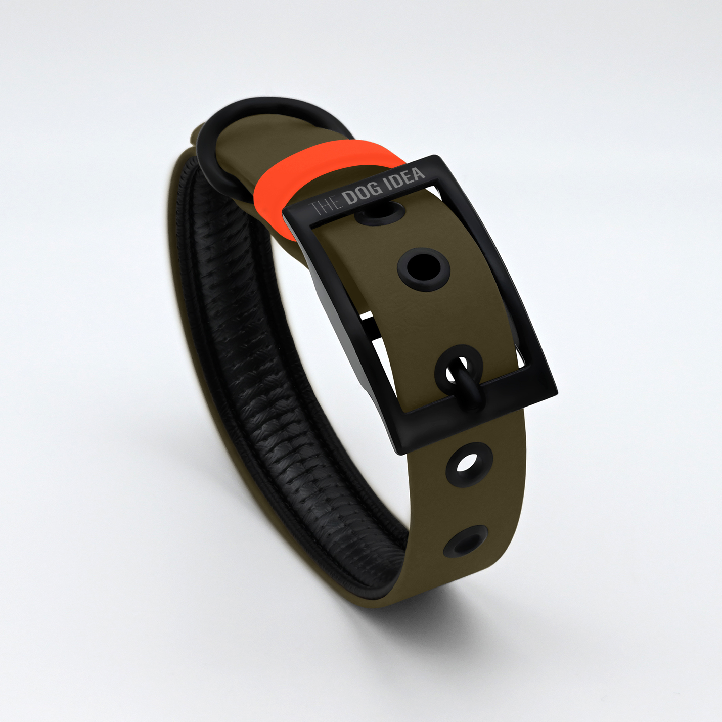 THE DOG IDEA Hundehalsbänder THE DOG IDEA Biothane Halsband Khaki neon orange XL