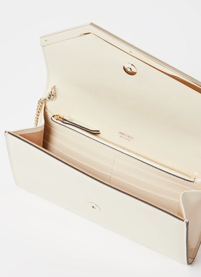 Geantă de mână Jimmy Choo EMMIE LATTE/LIG din piele lăcuită