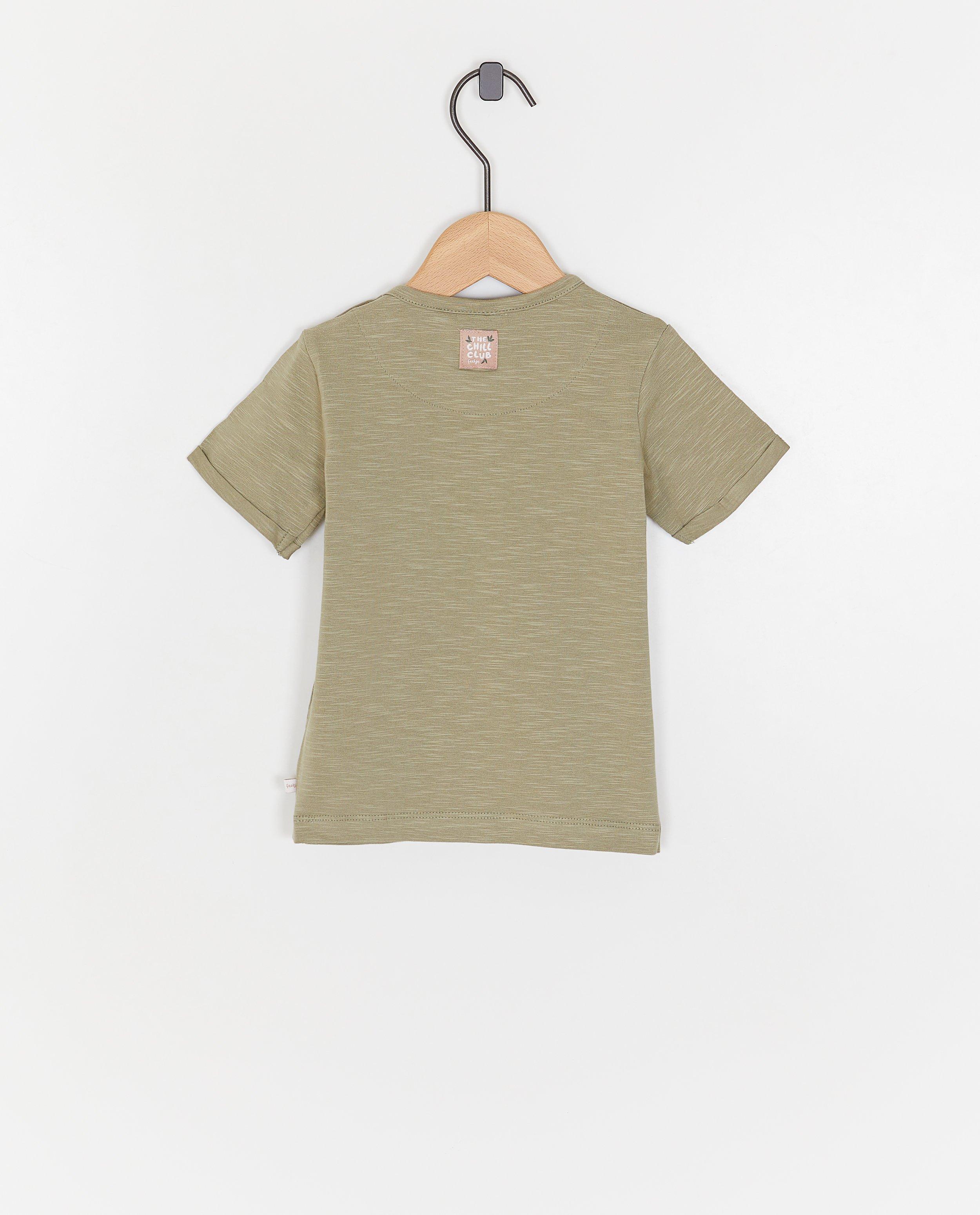 Feetje t-shirt med broderad khakifärgad text