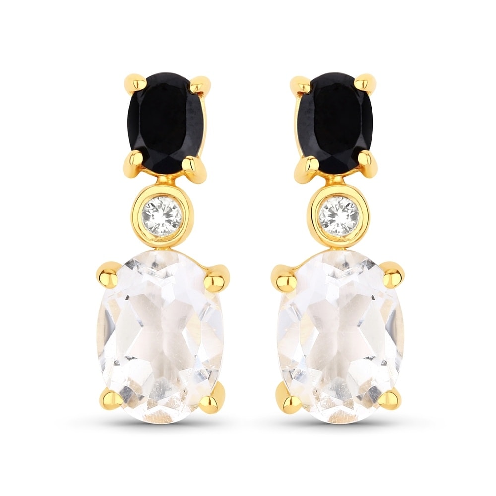 Rafaela Donata Boucles doreilles Argent sterling Cristal de quartz en Or jaune Bijoux