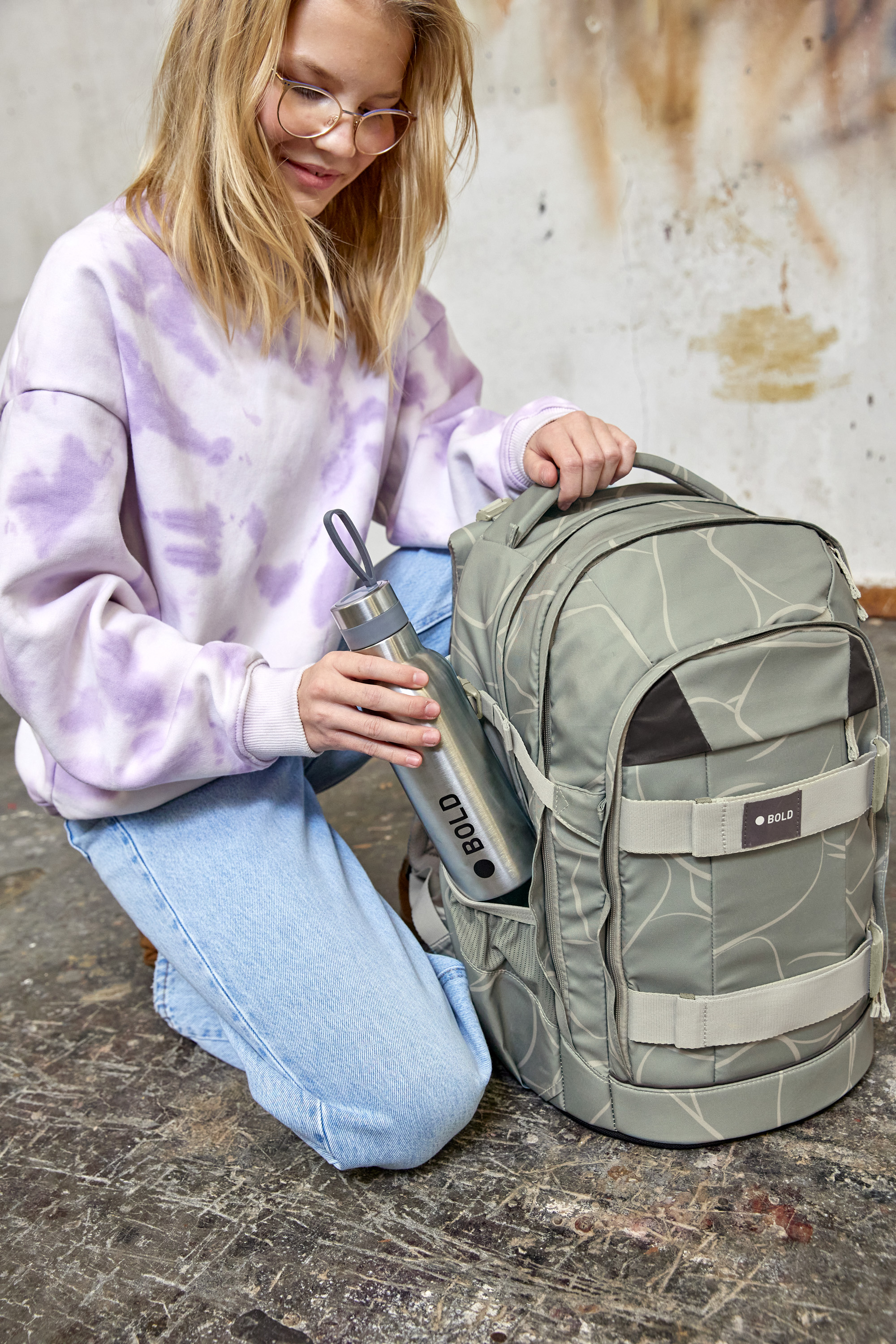 Schulrucksack - BOLD Origin Curve, Grün