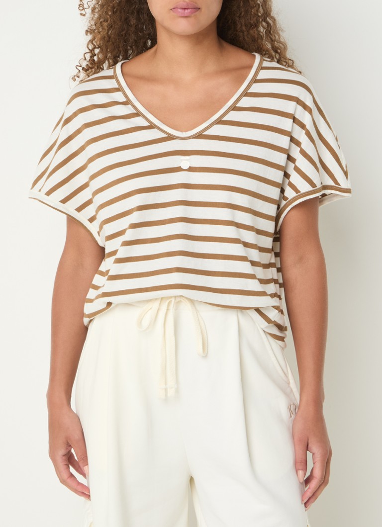 10DAYS organic cotton T-shirt with logo embroidery and stripe print