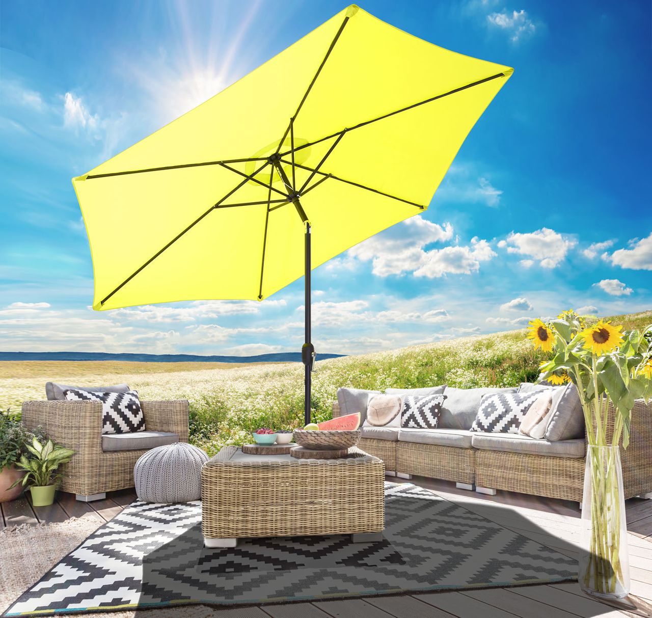 Weles Sonnenschirm, Stahl,  300 cm, lemon
