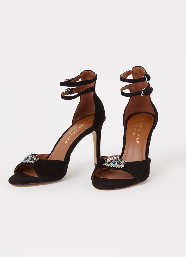 Sandale Kurt Geiger din piele întoarsă Olive Eye și strasuri.