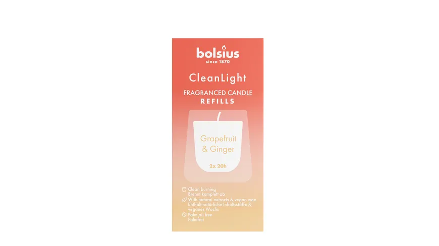 bolsius Cleanlight Duftnachfüller 2er Pack Grapefruit & Ingwer
