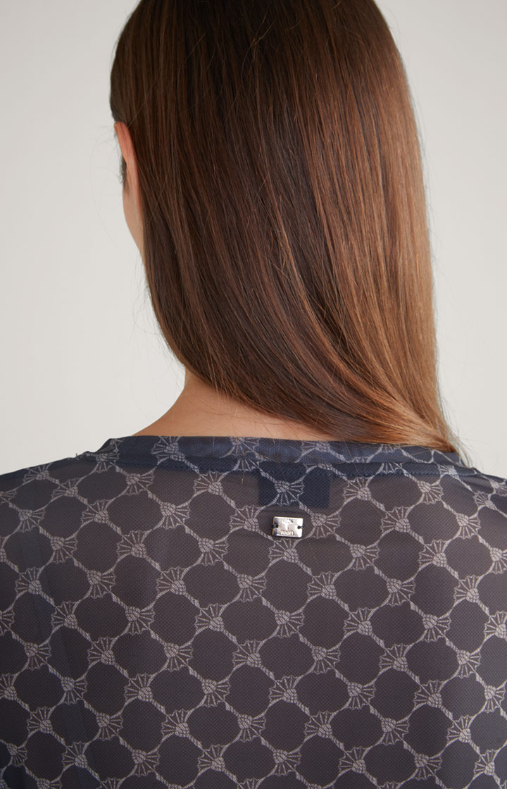 Mesh-Langarm-Shirt in Grau gemustert