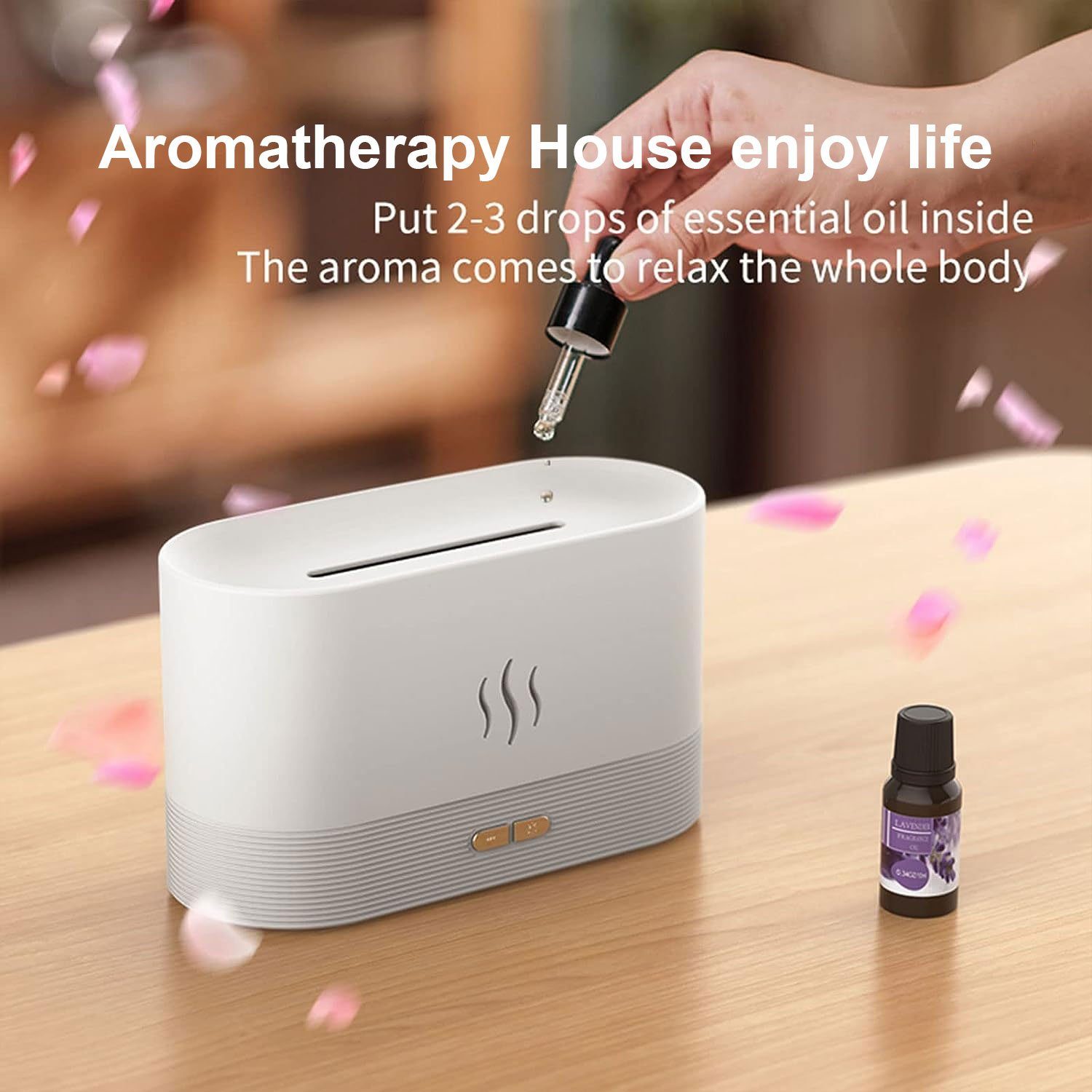 Sarfly Luftbefeuchter Flammen Aroma Diffuser, Upgrade 7-Farben-Licht Ätherische Öle Diffuser