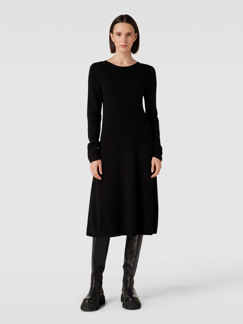 Strickkleid mit Rundhalsausschnitt in schwarz