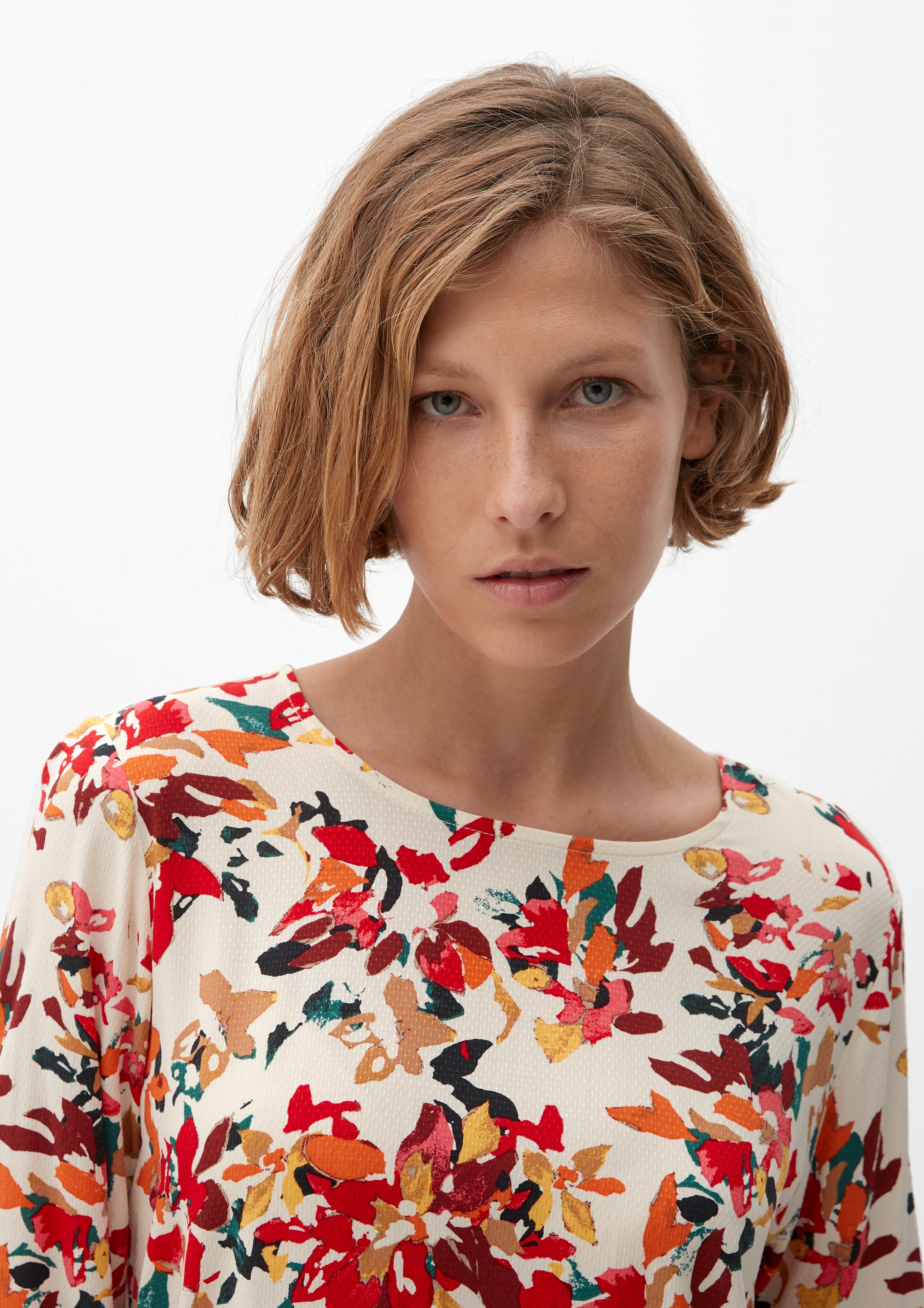 Materialmix-Bluse mit Print  2121780-81A0