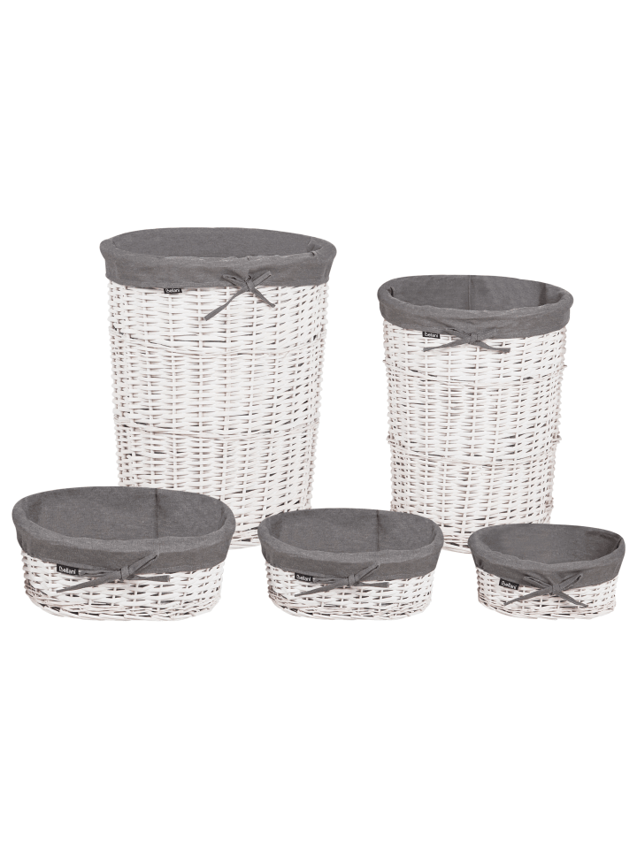 Beliani 1er-Set Wäschekörbe VAKARI in Grau/Weiß günstig kaufen onesize