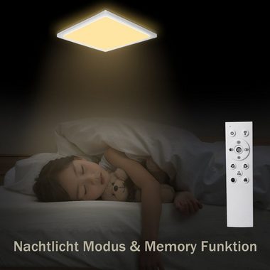 ZMH LED Deckenleuchte IP44 RGB Hintergrundleuchtung 28W Dünn Flach mit Fernbedienung, Dimmbar, LED fest integriert, warmweiß-kaltweiß, Quadratisch