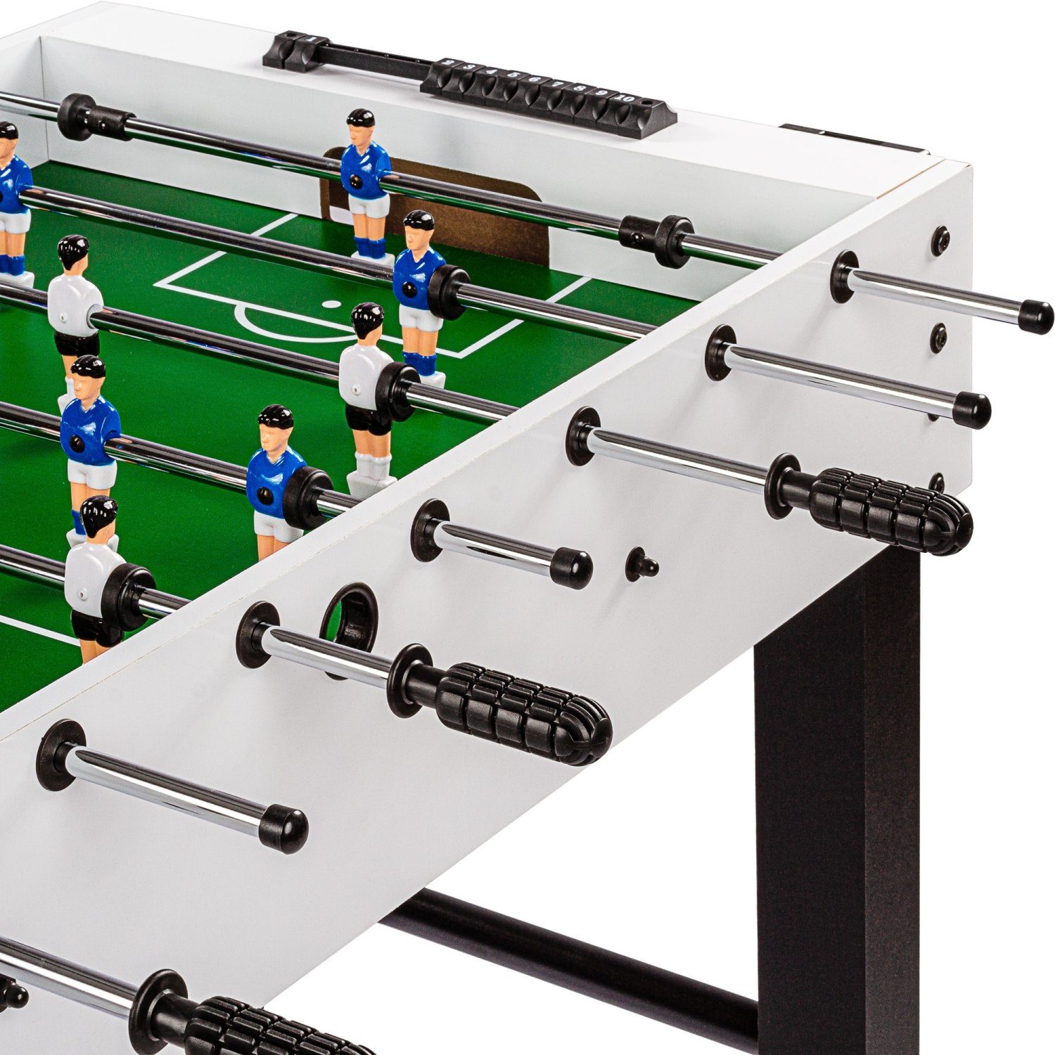 GAMES PLANET Kickertisch Games Planet Tischfussball „Glasgow“, Tischkicker, 5 Dekore: Holz/Schwarz/Blau/Soccer/Weiß, inkl. 2 Bälle, Kickertisch