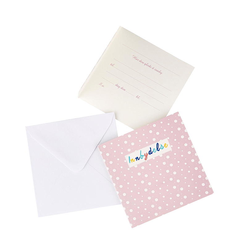 Invitasjonskort m/konvolutt 6-pk doble rosa
