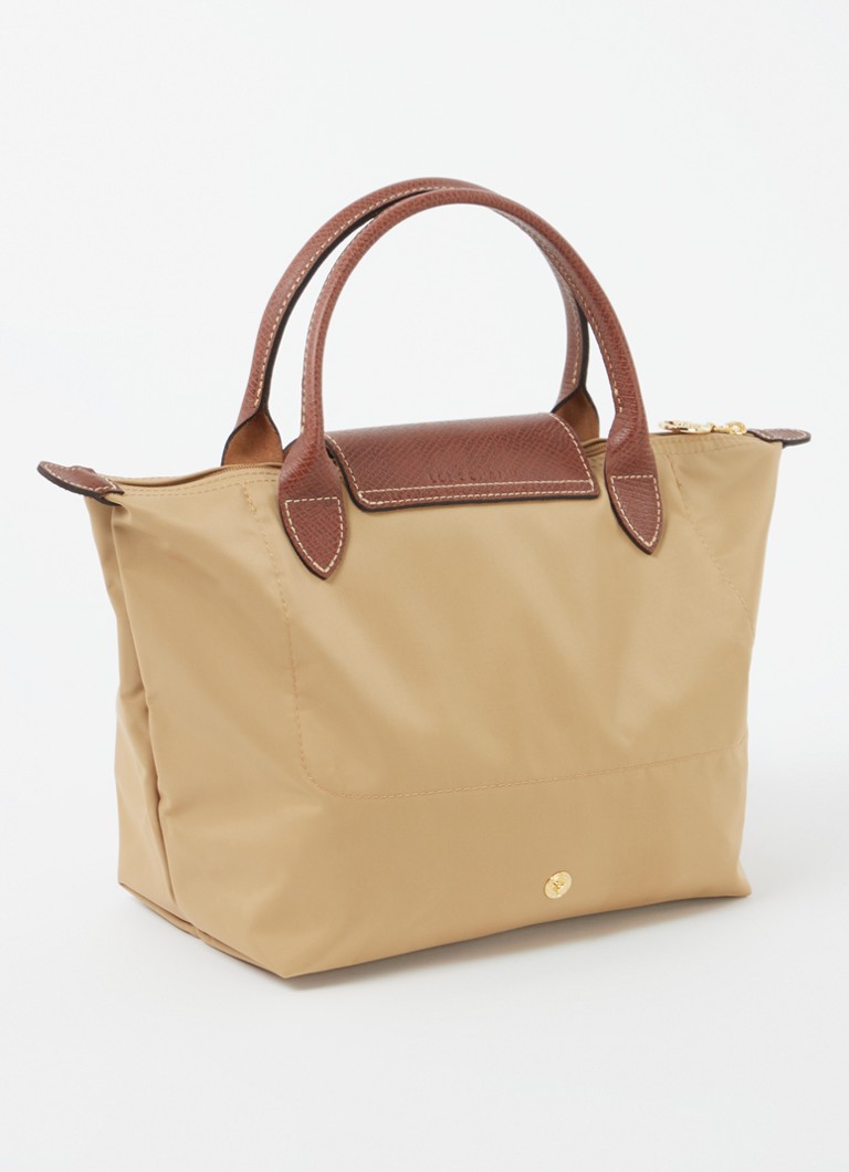 Geantă originală Longchamp Le Pliage, mărimea S, cu detalii din piele.