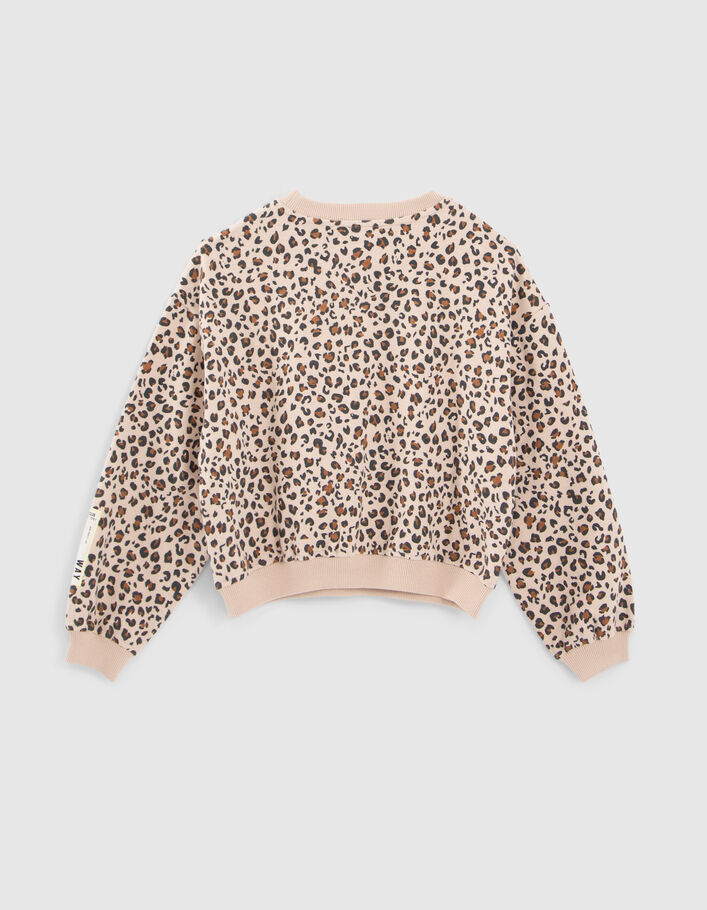 Sweat beige à motif léopard fille