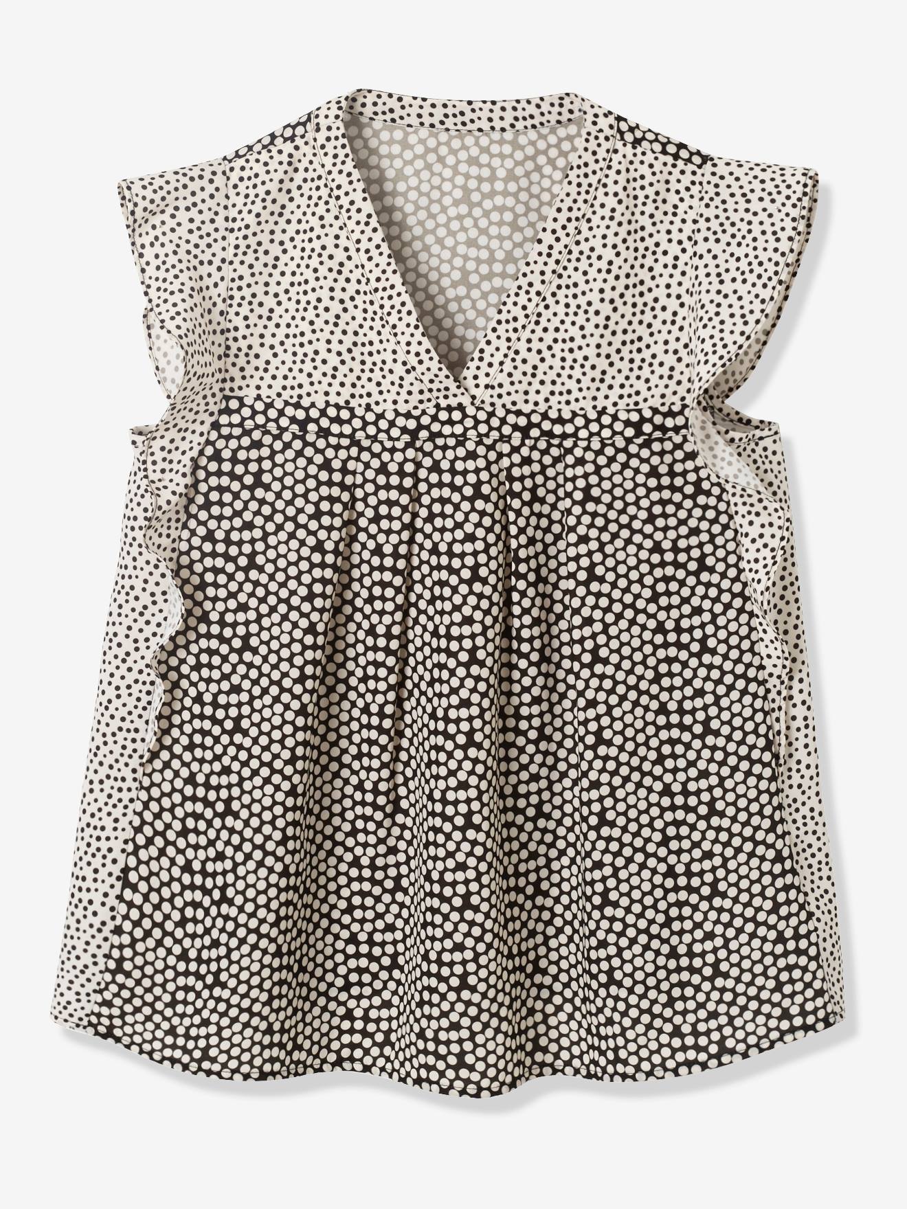 Blouse de grossesse à pois imprime pois blanc