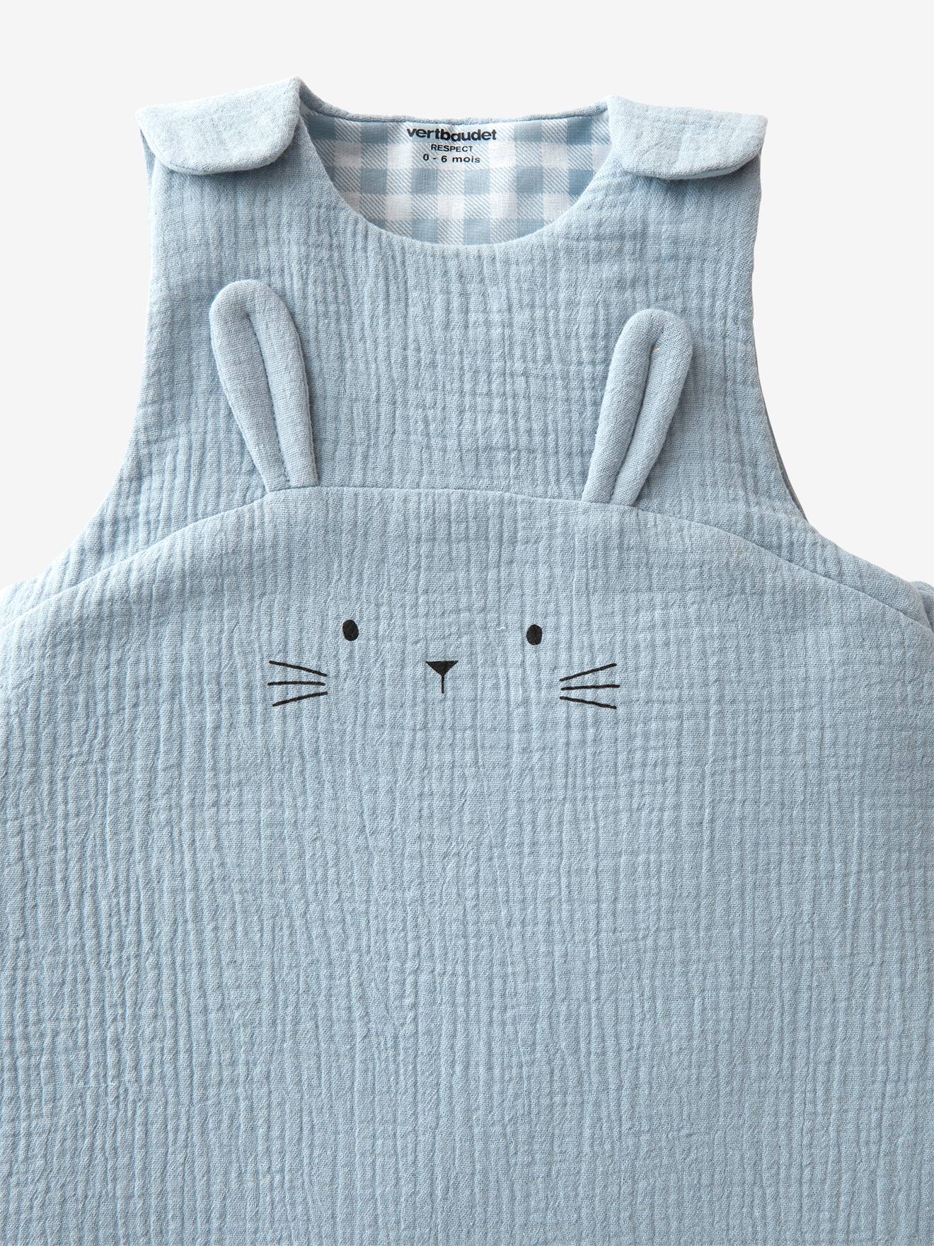 Vertbaudet Bio-Kollektion: Baby Sommerschlafsack LOVELY FARM aus Musselin - blau